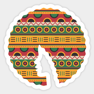 Afro Hair Woman with African Pattern, Black History Sticker